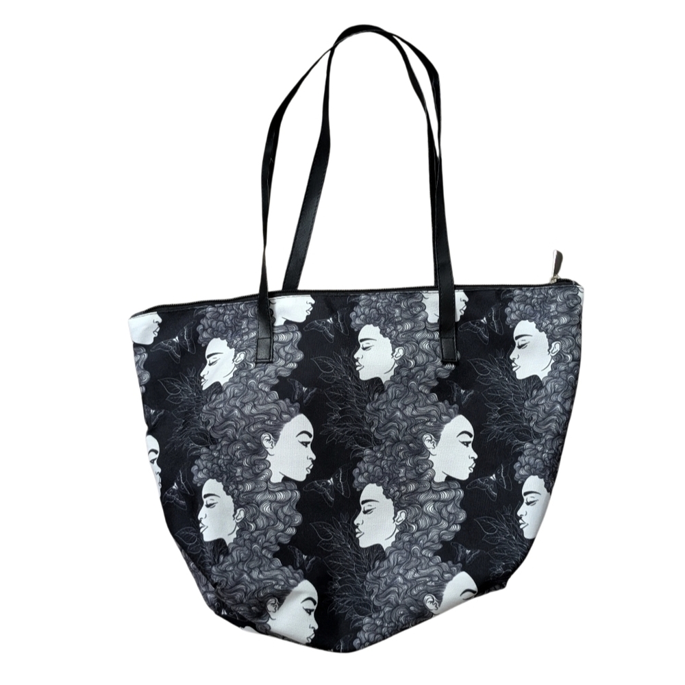 Stylish Black and White Tote Bag - Picture 2 of 4